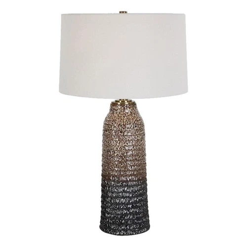 Uttermost Padma Transitional Ceramic Iron and Fabric Mottled Table Lamp in Brown - Picture 1 of 7