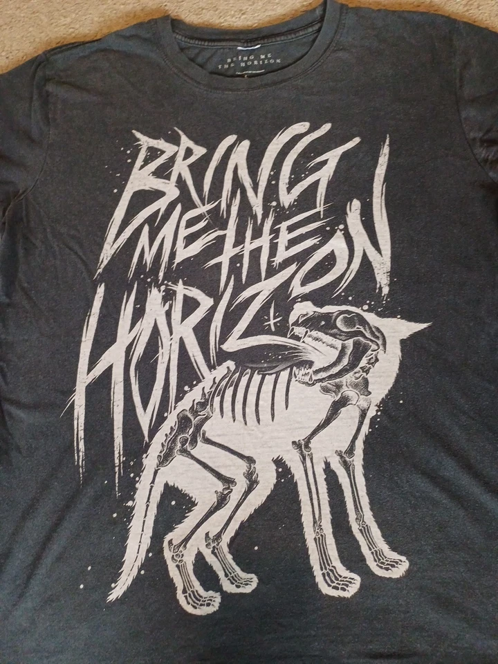 Camiseta Bring Me The Horizon Wolf Bones Para Hombre Negra Grande Metal Rock Band Foto 2 de 4