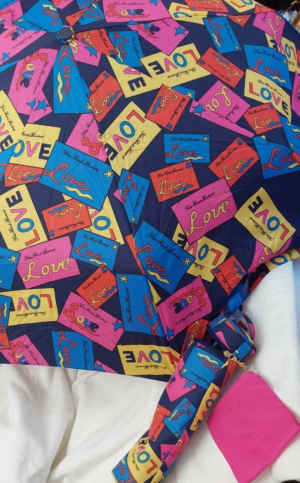 YSL Vintage Umbrella Yves Saint Laurent Showers Of Love Deluge Amour - NWOT Foto 4 de 4