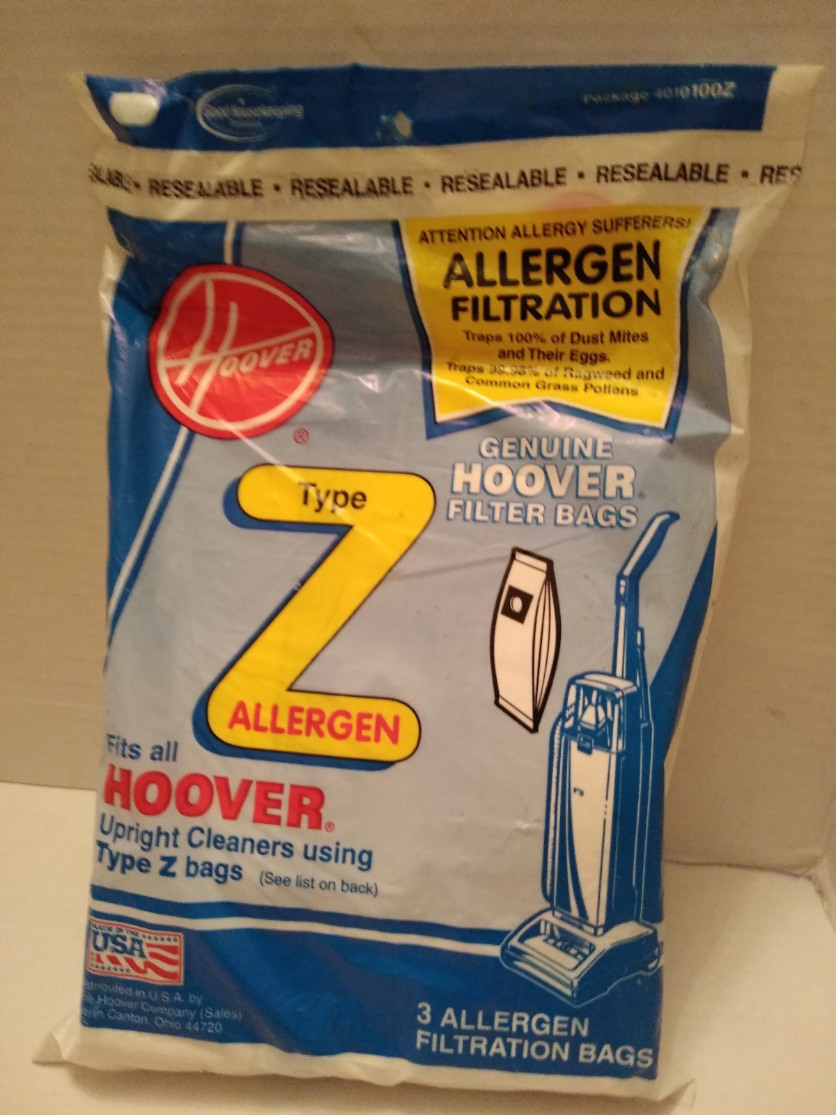 Brand new HOOVER Vacuum Bag Type Z 3 pack ALLERGEN FILTRATION eBay