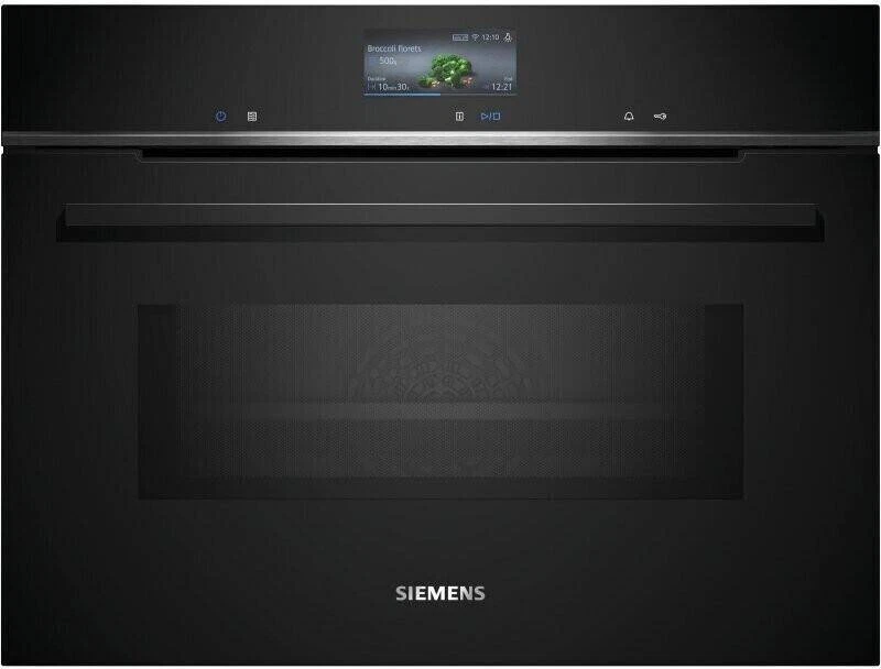 Siemens CM776GKB1 iQ700 Einbaukompaktbackofen mit Mikrowellenfunktion, 900 W, 59