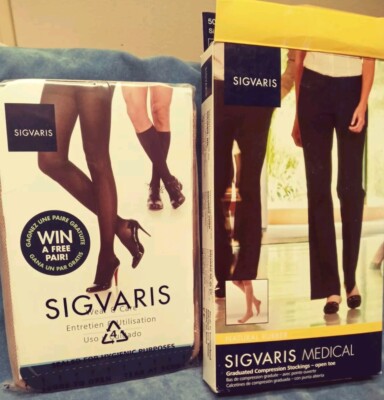 New SIGVARIS  Beige Open Toe Graduated Compression Knee-high Size M4 40-50 mmHg