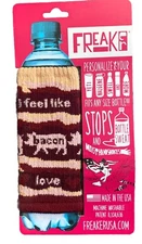Freaker Koozie Bottle Insulator I Feel Like Bacon Love Pig Pink Brown Heart New