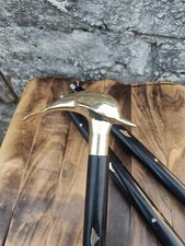 Designer Black Walking Stick Victorian Brass Fish Head Style Handle Wooden Cane