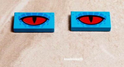 New LEGO Eyes DRAGON Lizard Blue Red Eyelids Lot of 2 Printed Scales Body Part