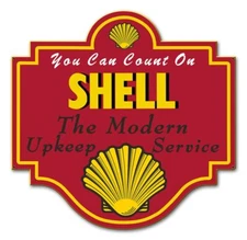 SHELL MODERN UPKEEP SERVICE 20" HEAVY DUTY USA MADE METAL GAS ADVERTISING SIGN