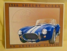 SHELBY COBRA 1966 SIGN TIN METAL DESPERATE ENTERPRISES 801 BLUE WHITE HUTCHINGS.