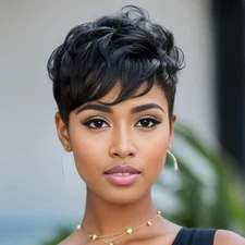 Fashion Pixie Cut Straight Short Pixie Wig for Black Women 100% Human Hair Wigs