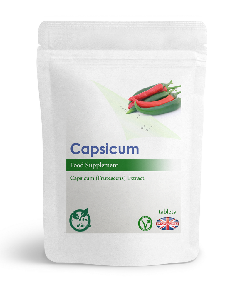 Capsicum (Capsaicin) 500mg (100 Tablets) Blood Health Cholesterol Thermogenesis