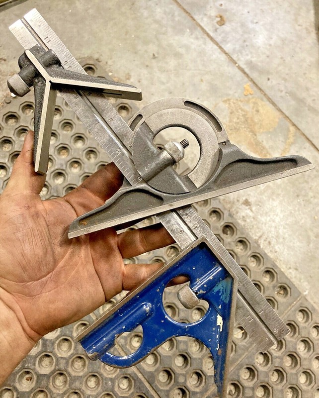 Machinist Tool Maker Combination Square Protractor Center Finder Union 12” Rule