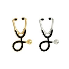 STETHOSCOPE PIN 1" Doctor Nurse Health Care Medical Assistant ER Tiny Brooch