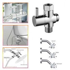 3 Way T-adapter Chrome ABS for Shower Head Arm Mount Diverter Valve Splitter 1/2