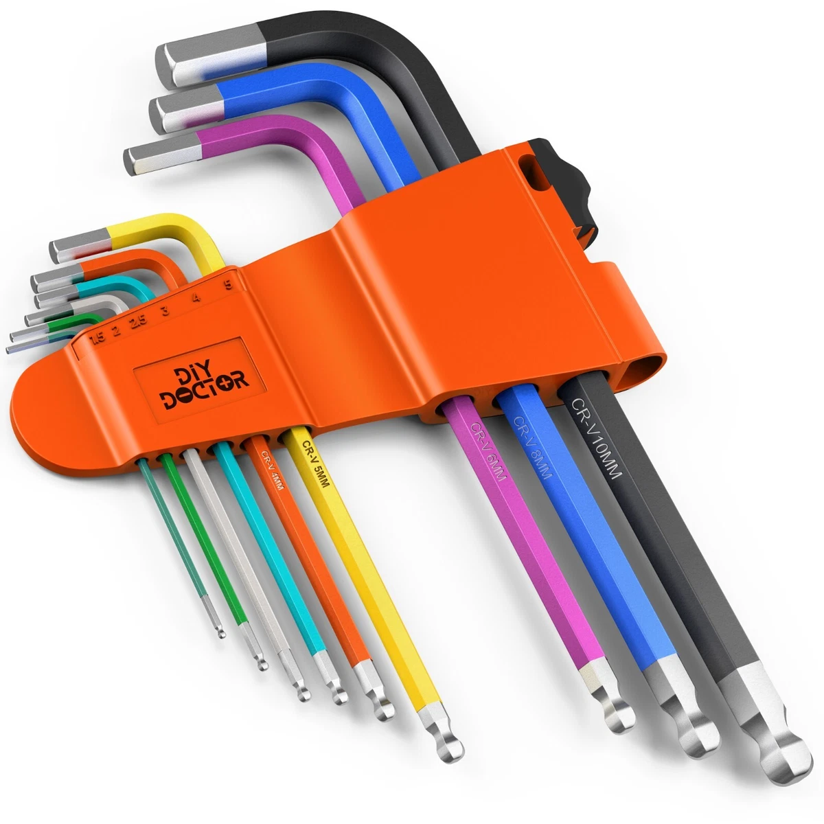 Allen Key Set Hex Metric 9pc Ball End Long Folding Colour Coded