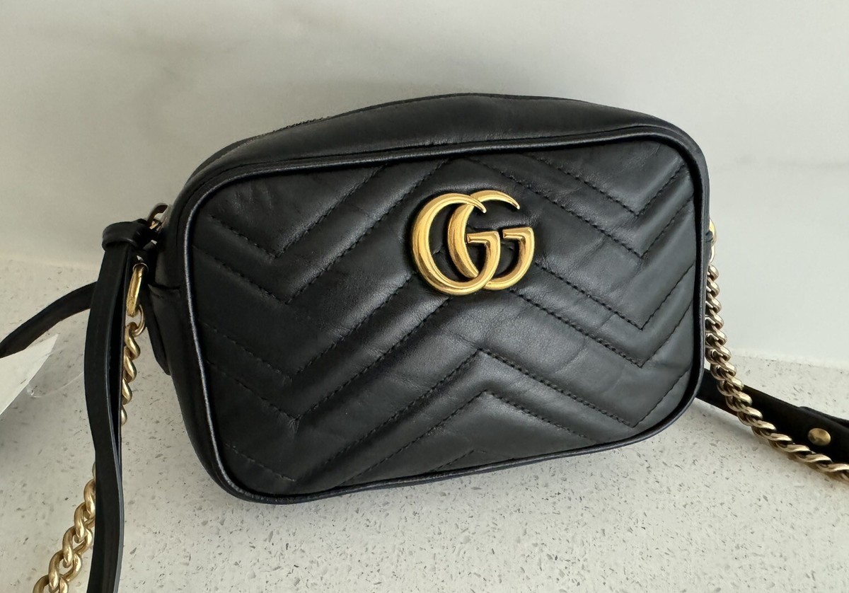 GUCCI GG MARMONT MINI SHOULDER BAG BLACK | eBay