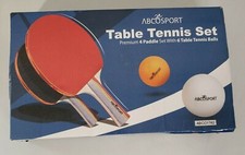 ABCOSPORT Table Tennis Set Premium 4 Paddle Set With 6 Table Tennis Balls. New