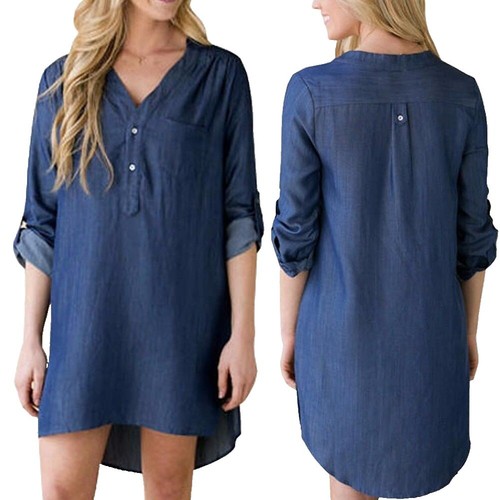 DEARCASE Women's Long Sleeve Casual Loose T-Shirt Dress (L, Snake Gray) |  eBay
