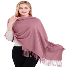 Rose Pink Thick Solid Color Cotton Blend Shawl Scarf Pashmina CJ Apparel **NEW**