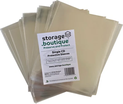 storage.boutique SINGLE CD Protection Sleeves, Archive Standard, Size 1, 50