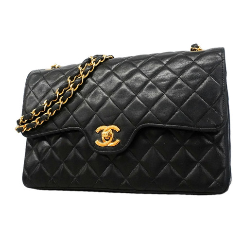 Chanel Double Flap Chain Shoulder Bag Quilted Lambskin Black Women's #OTB592