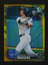 BRENDAN RODGERS ⚾ 2016 Bowman Chrome #BCP100 Gold Refractor #/50 Rockies