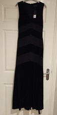Debut Debenhams "Rebecca" Black Velvet Chevron Maxi Dress UK 10 BNWT £150 