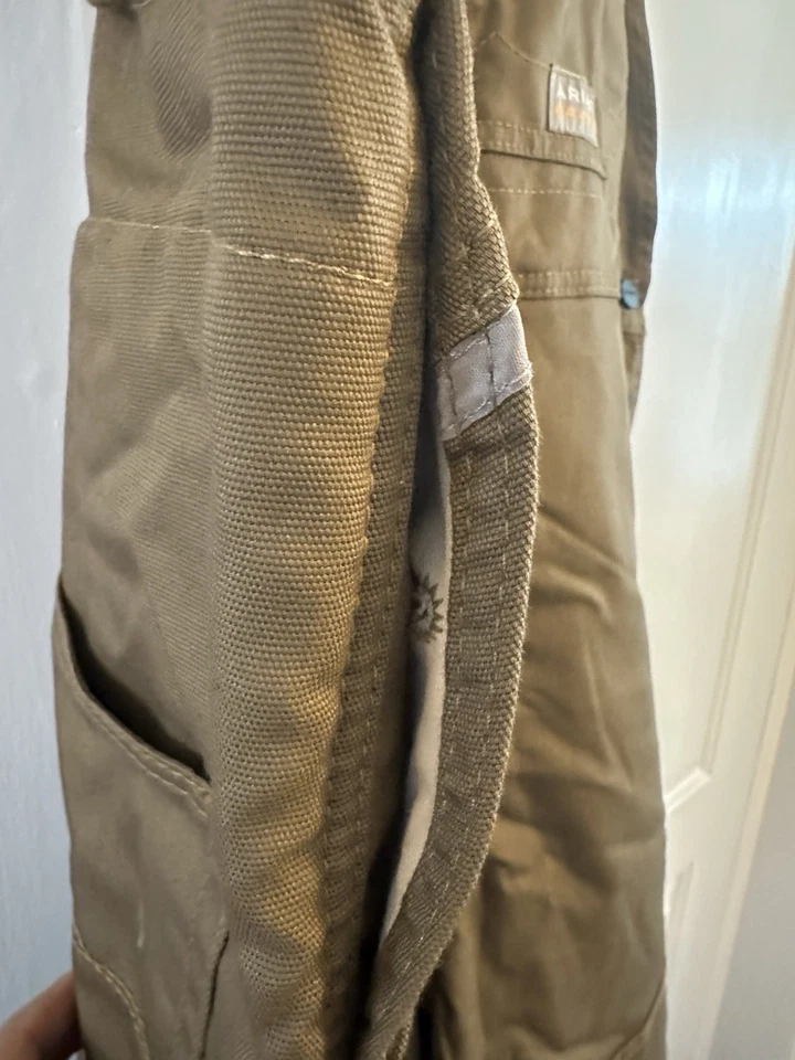 Ariat® Women’s  (XXL Tall) Rebar DuraCanvas Insulated Khaki Work Overalls Short - Image 3 of 4