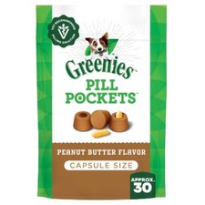 Greenies Chewy Dog Pill Pockets Peanut Butter Capsule Size Dog Treats