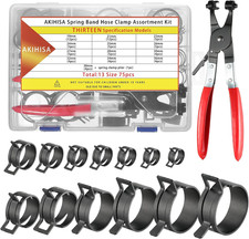 75Pcs 19-38Mm Spring Band Hose Clamp Assortment Kit with Hose Clamp Pliers, 13 S