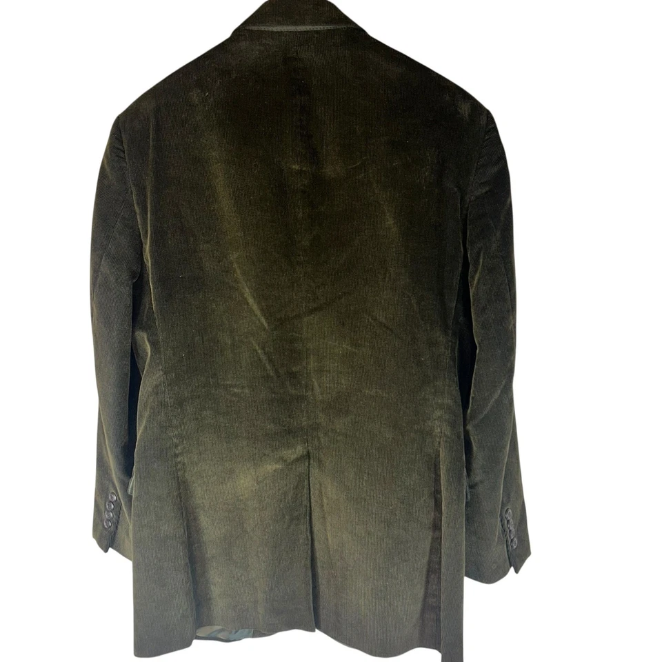 Chaqueta Blazer Alan River Para Hombres Pana Verde Oliva Talla 40R Calce Clásico Foto 3 de 4