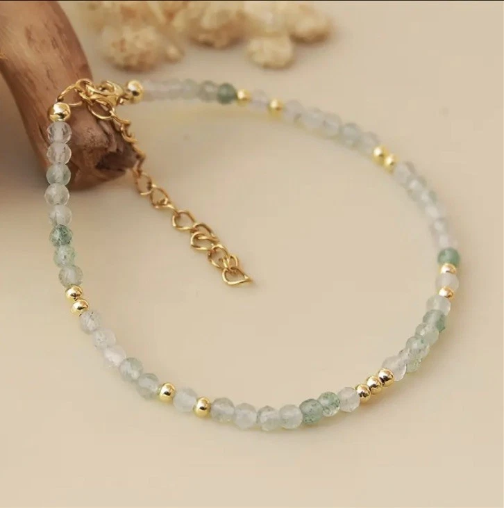 ✅ Aventurin Edelstein Armband Grün Gold Natürlich Stein Perlen Kette 3mm Damen ✅ - Bild 2 von 4