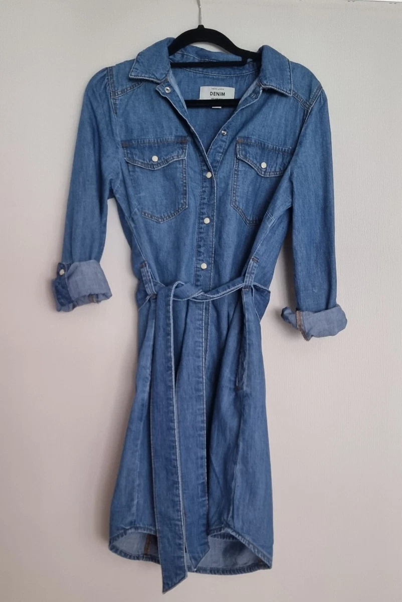 Denim Long Sleeve Collared Casual Dresses for Women for sale