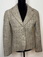 Vintage Designer Halston Classic Wool And Alpaca Tweed Blazer Lapel Collar 4