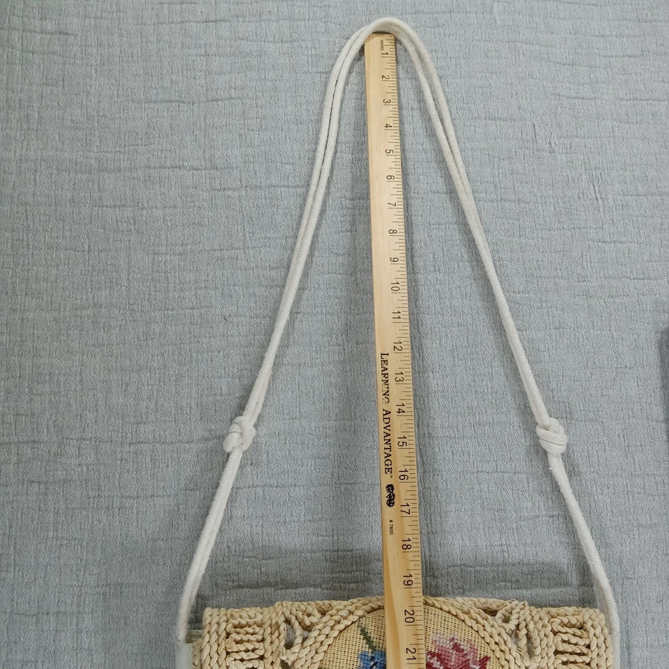 Bolso Bandolera Hippie Cottagecore Vintage Años 70 Floral Punto de Cruz Tejido Bordado Foto 3 de 4