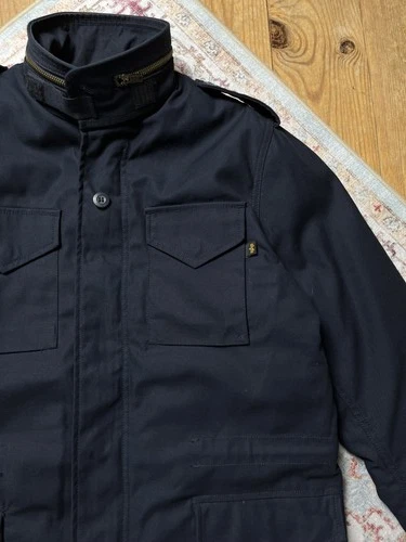 Alpha Industries M-65 Field Jacket Mens M Navy Blue Orange Quilted Liner Hood image 5