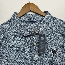 Penn State Polo Shirt Mens 3XL Blue Embroidered Geometric Floral Tech Golf NEW