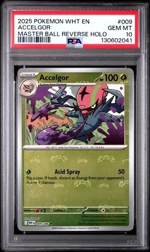 Accelgor (Master Ball Pattern) 009/086 SV: White Flare Holo - PSA 10 - Gem Mint
