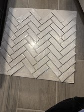 FESTIVAL Błyszcząca biała jodełka Porcelana Mozaika Płytka- 1 sztuka- 12,75"x12,75"