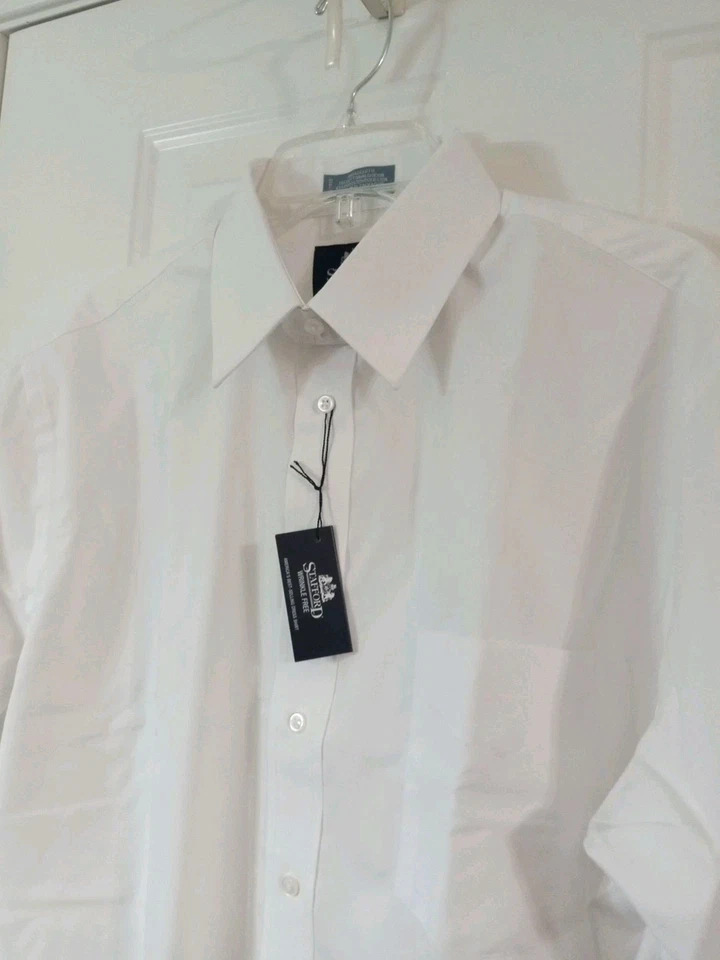 Stafford Wrinkle Free Broadcloth Men's Short Sleeve Button Up Shirt Size 17 NWT - Image 4 of 4