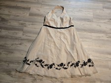 David's Bridal Sz 24 Ivory Black hang Halter Top Dress Floral