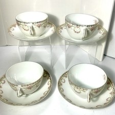 Set Of 4 Antique Coffee Cups And Saucers MZ Austria
