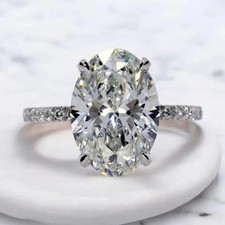 4.20 Ct Oval Cut VVS1 Diamond Lab-Created Engagement Ring 14K White Gold FN