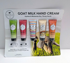 Dionis Goat Milk Hand Cream Set 5 Pack 1oz Tubes Verbena Roseberry Vanilla Peach