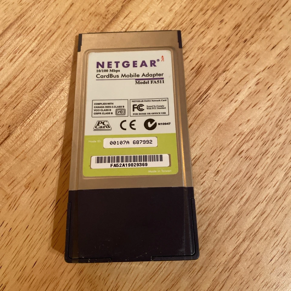 Netgear CardBus Notebook Adapter 10/100Mbps Fast Ethernet FA511 Vintage - Image 2 of 2
