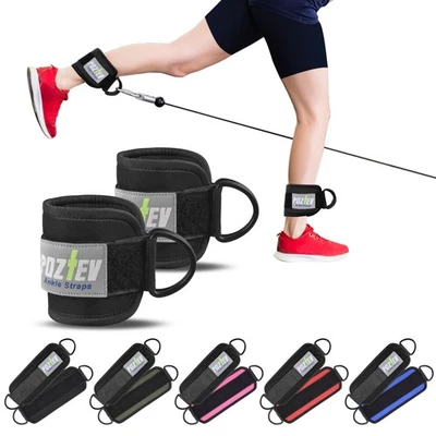 POZTEV Ankle Straps for Cable Machine (PAIR) – Adjustable Padded Cuff Leg Straps