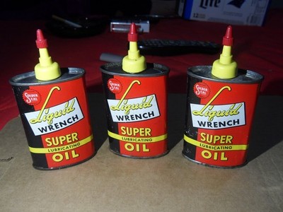 THREE RARE VTG  Solder Seal Liquid Wrench Super Lubricating Oil 3oz Red Tin