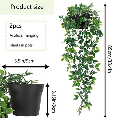 Artificial Hanging Plants, 2pcs artificial plants indoors in pots, Greenery F... - Picture 3 of 7