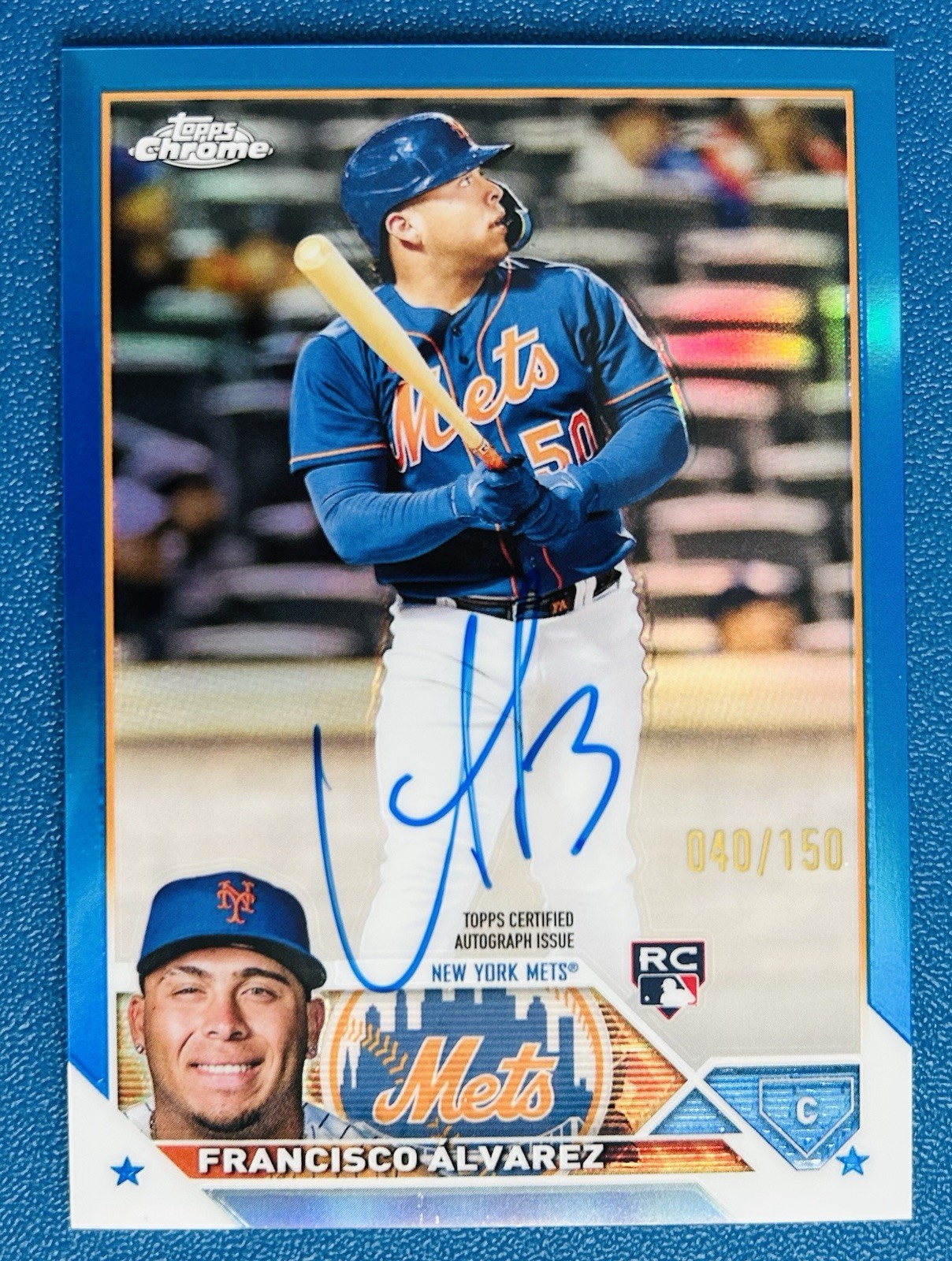 2023 Topps Chrome Rookie Autographs Francisco Alvarez #RA-FA Blue Refractor /150