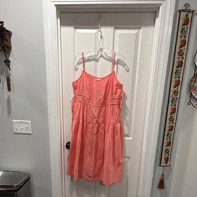 Universal Thread Women's L Coral Solid A-Line Dress Round Neck Sleeveless Short