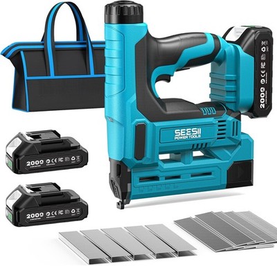 SEESII 21V Akku Tacker & Nagelpistole 2in1 Nagelgerät Nagler Akkutacker Holz