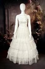 1950s Cupcake Tiered, Satin Tulle Wedding Dress size 2/4